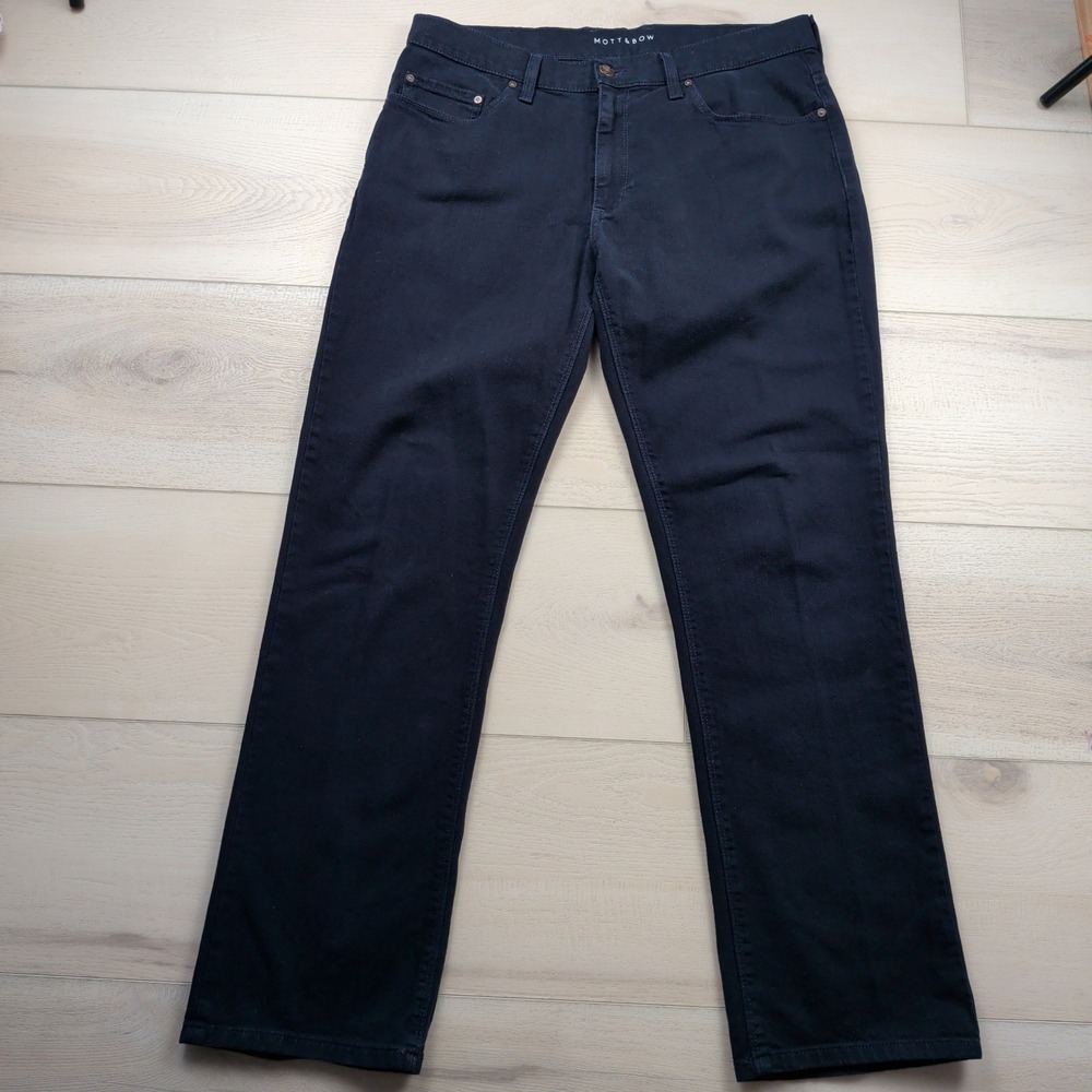 Mott & Bow Mens Straight Leg Jeans Dark Navy Blue 35x32 Stretch Denim